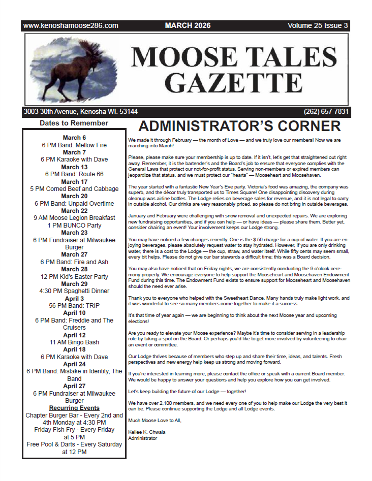 Moose Tales Gazette, March 2026