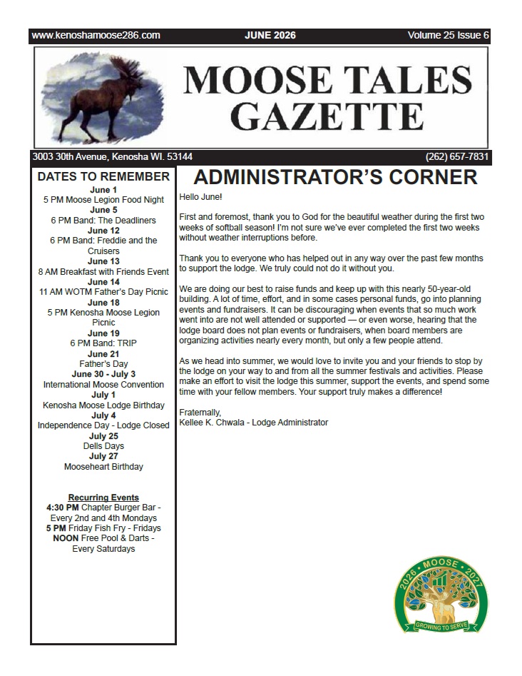Moose Tales Gazette, June 2026 Moose Tales Gazette, June 2026