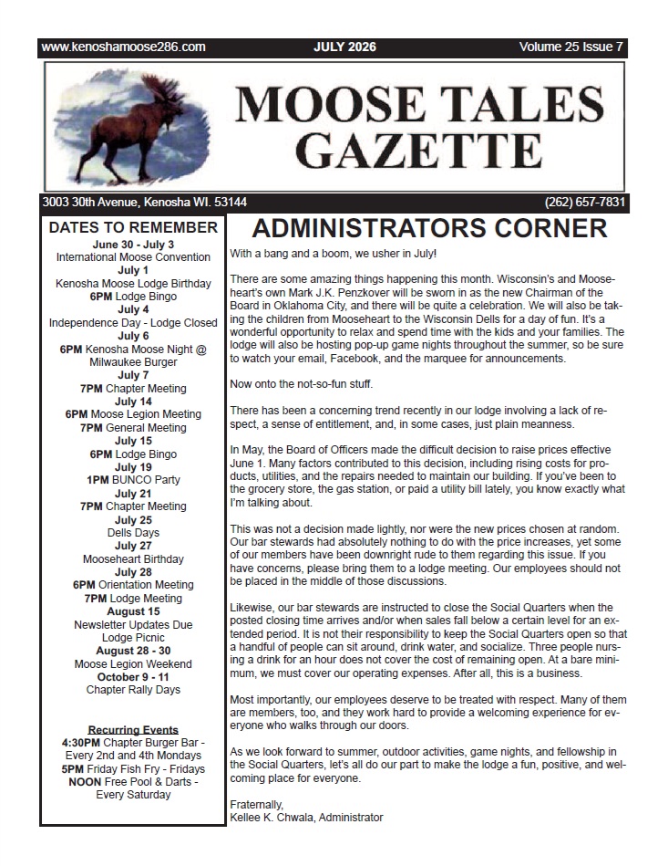 Moose Tales Gazette, July 2026